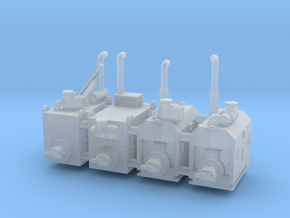 N Scale auxiliary engine enclosures  in Clear Ultra Fine Detail Plastic