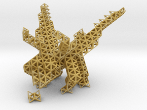 Tetrahedral dragon guarding her egg in Tan Fine Detail Plastic
