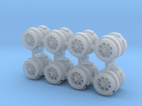 4 sets of 9mm Beadlock Wheels in Clear Ultra Fine Detail Plastic