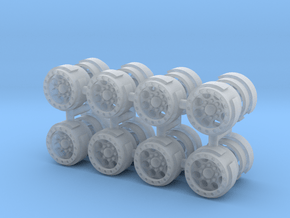 4 Sets of 7.5mm Beadlock Wheels in Clear Ultra Fine Detail Plastic