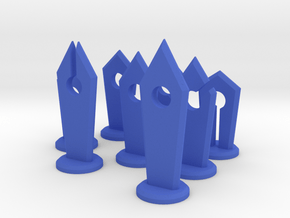 Slotted Slabs Chess Set - Non-Pawns in Blue Smooth Versatile Plastic