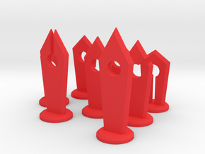 Slotted Slabs Chess Set - Non-Pawns in Red Smooth Versatile Plastic