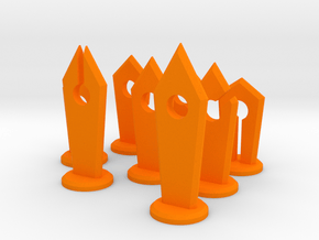 Slotted Slabs Chess Set - Non-Pawns in Orange Smooth Versatile Plastic