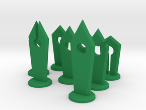 Slotted Slabs Chess Set - Non-Pawns in Green Smooth Versatile Plastic