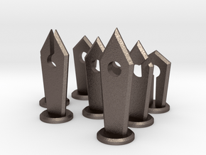 Slotted Slabs Chess Set - Non-Pawns in Polished Bronzed-Silver Steel