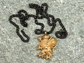 Men's Griffin Gryphon Pendant Jewelry in Polished Bronze