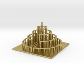 Circular Labyrinth, Wall:Path Ratio 1:3 in Natural Brass: Extra Small