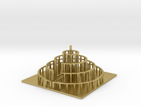 Circular Labyrinth, Wall:Path Ratio 1:4 in Natural Brass: Extra Small