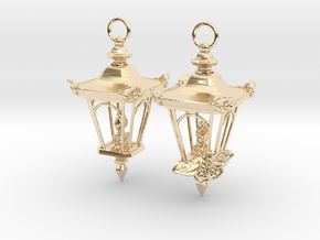 A Candle in the Dark ✦ Lantern Earrings with Moth in 14k Gold Plated Brass