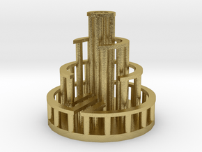 Circular Labyrinth, Wall:Path Ratio 1:1 in Natural Brass: Extra Small