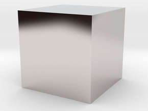 50 mm Solid Cube in Rhodium Plated Brass
