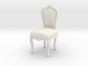 Barroque Chair 01. 1:24 Scale in White Natural Versatile Plastic