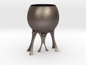 Earth Plant pot in Polished Bronzed-Silver Steel