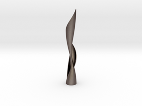 Vertical Wave Sculpture _25 cm in Polished Bronzed-Silver Steel