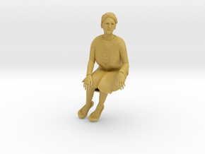 Old lady sitting (N scale figure) in Tan Fine Detail Plastic