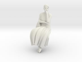 Older lady seated (N gauge figure) in White Natural Versatile Plastic