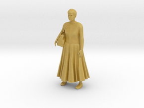 Older lady standing 2 (N scale figure) in Tan Fine Detail Plastic
