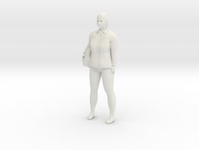 Young woman standing (with jacket; N scale figure) in White Natural Versatile Plastic