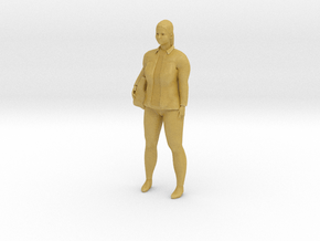 Young woman standing (with jacket; N scale figure) in Tan Fine Detail Plastic