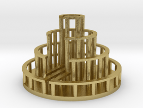 Circular Labyrinth, Wall:Path Ratio 1:2 in Natural Brass: Extra Small