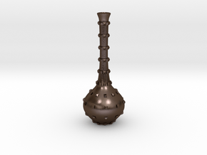 Little studded vase in Polished Bronze Steel