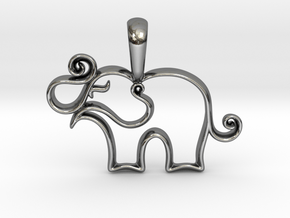 Tiny Elephant Charm Necklace in Fine Detail Polished Silver