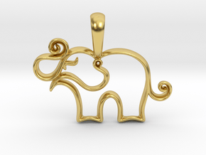 Tiny Elephant Charm Necklace in Polished Brass
