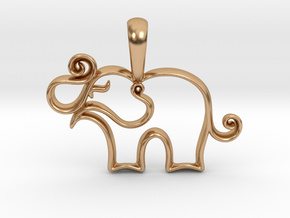 Tiny Elephant Charm Necklace in Polished Bronze