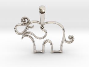 Tiny Elephant Charm Necklace in Rhodium Plated Brass