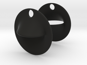 Obsure Circular Earrings in Black Smooth Versatile Plastic: Extra Small