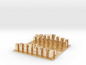 Abstract Chess Set 85mm Unmovable in 14K Yellow Gold