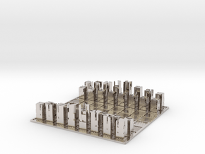 Abstract Chess Set 50mm Unmovable in Rhodium Plated Brass
