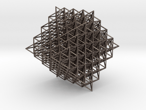 512 tetrahedron grid 18,9 cm in Polished Bronzed-Silver Steel