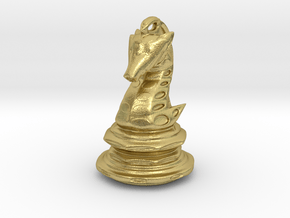 Jewelry Mech Chess Knight Pendant in Natural Brass