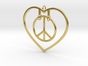 Peace in Heart Interlocking Pendant in Polished Brass (Interlocking Parts)