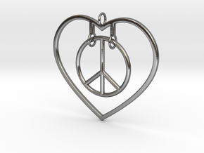 Peace in Heart Interlocking Pendant in Polished Silver (Interlocking Parts)