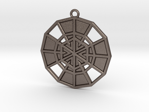 Resurrection Emblem 13 Medallion (Sacred Geometry) in Polished Bronzed-Silver Steel