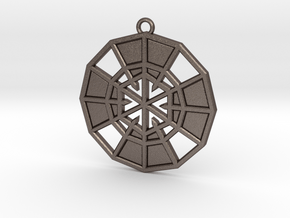 Resurrection Emblem 14 Medallion (Sacred Geometry) in Polished Bronzed-Silver Steel