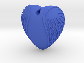 Heart with wings  Pendant in Blue Smooth Versatile Plastic