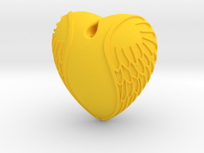 Heart with wings  Pendant in Yellow Smooth Versatile Plastic