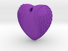 Heart with wings  Pendant in Purple Smooth Versatile Plastic