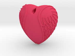 Heart with wings  Pendant in Pink Smooth Versatile Plastic