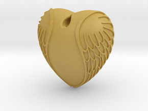 Heart with wings  Pendant in Tan Fine Detail Plastic