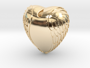 Heart with wings  Pendant in 14K Yellow Gold