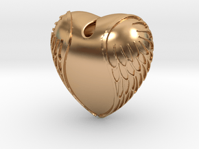Heart with wings  Pendant in Polished Bronze