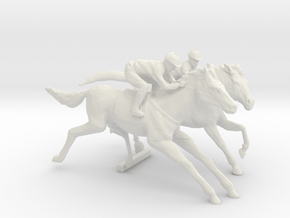 O Scale Jockey and Horses 2 in White Natural Versatile Plastic
