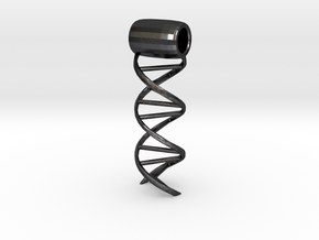 DNA Helix Charm in Polished and Bronzed Black Steel