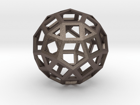 Rhombicosidodecahedron in Polished Bronzed Silver Steel