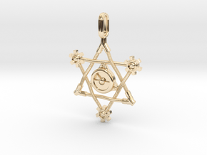 Steampunk Star of David Pendant in 14K Yellow Gold