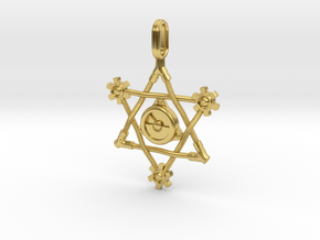 Steampunk Star of David Pendant in Polished Brass